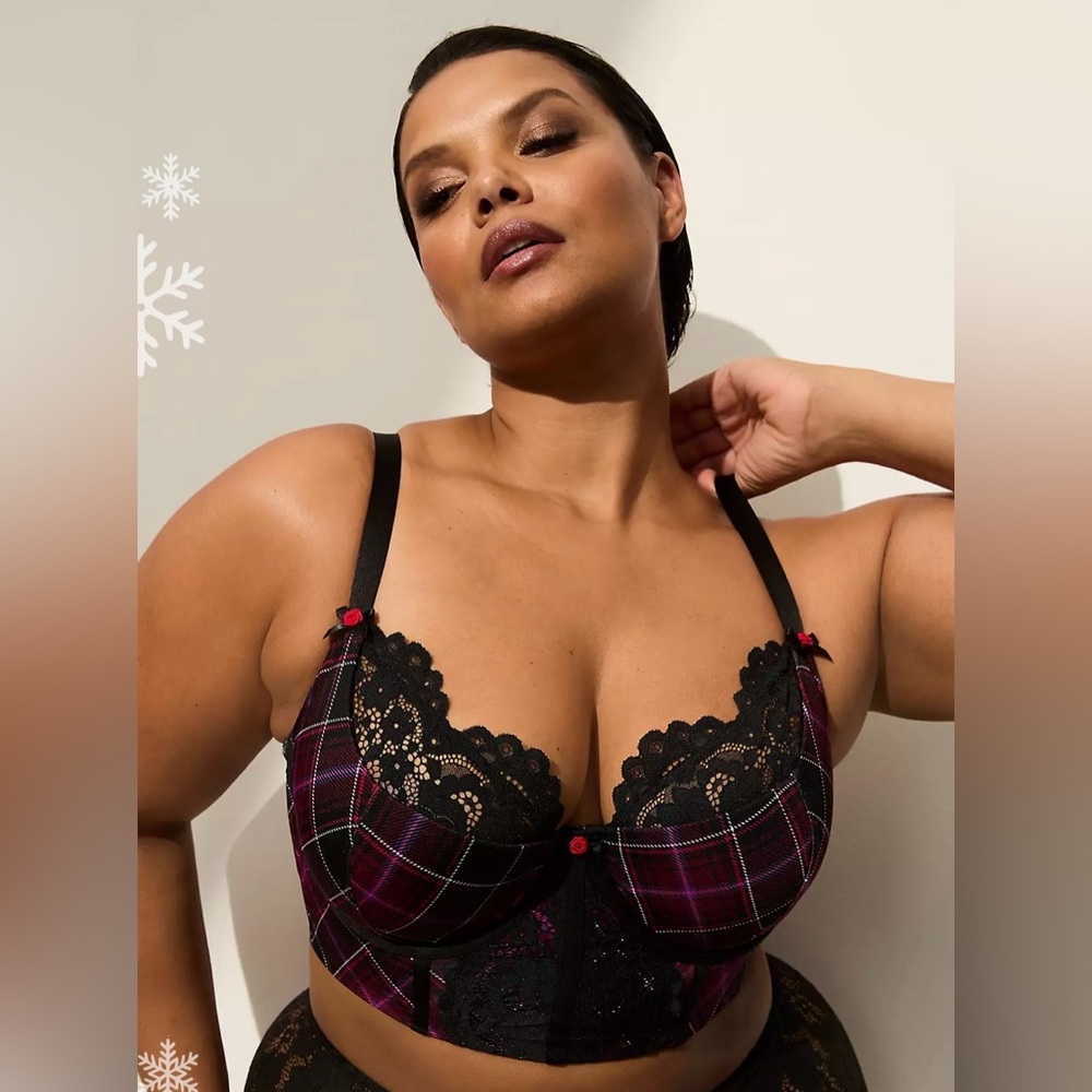 Lane Bryant Holiday Christmas Seasonal Hylander Plaid Lace Women's Lingerie Set - Picture 3 of 15